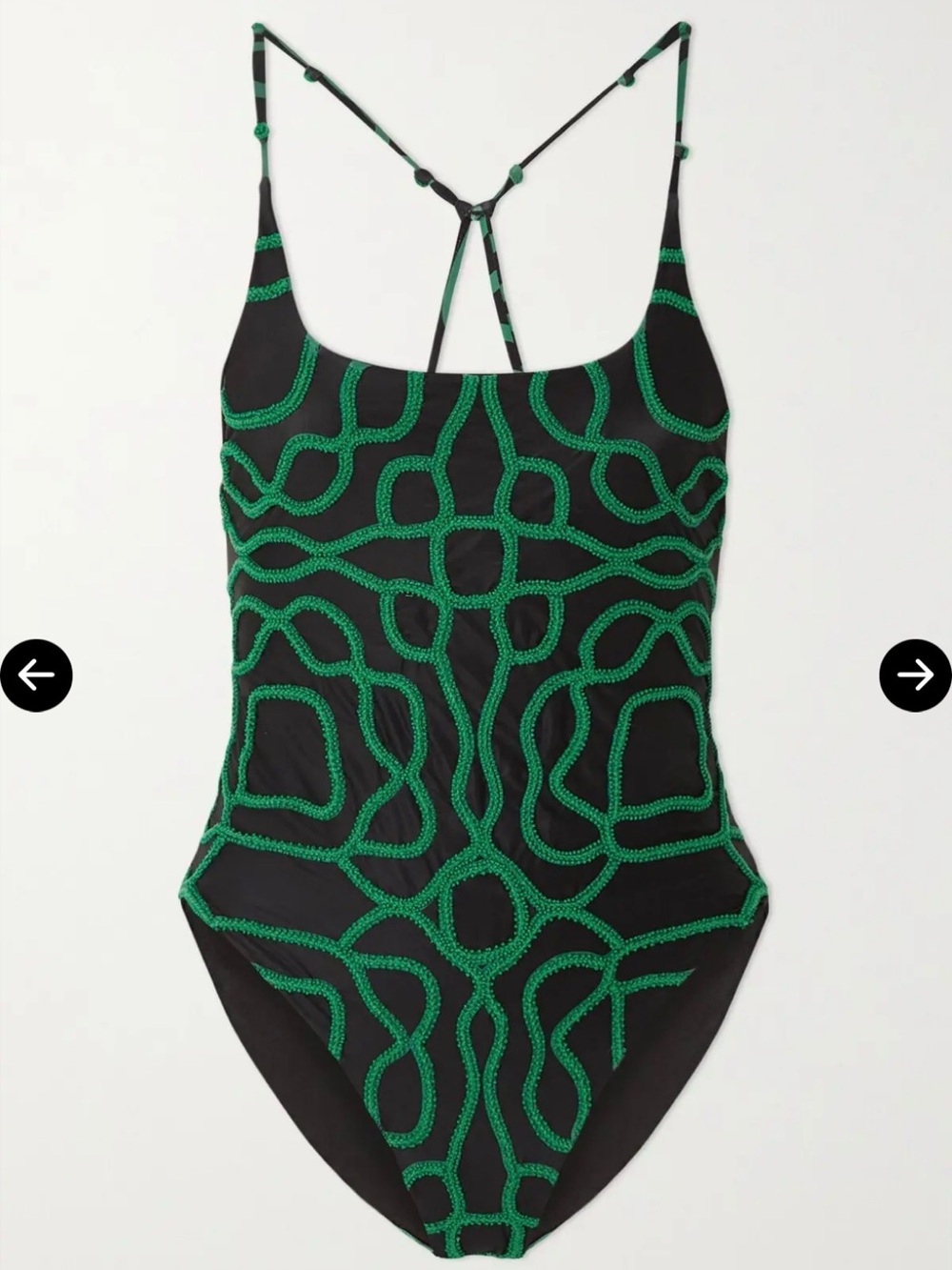 Agua Bendita Black One-Piece Swimsuit with Green Trim